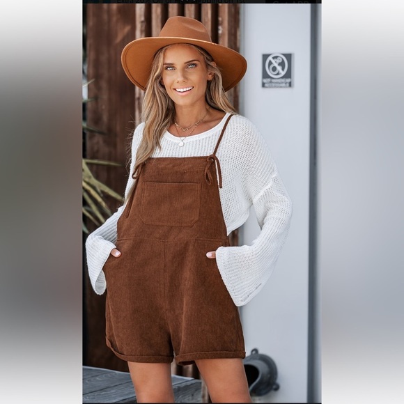 NEW WITH TAGS CUPSHE XL CORDUROY TIE STRAP ROMPER - Picture 2 of 11